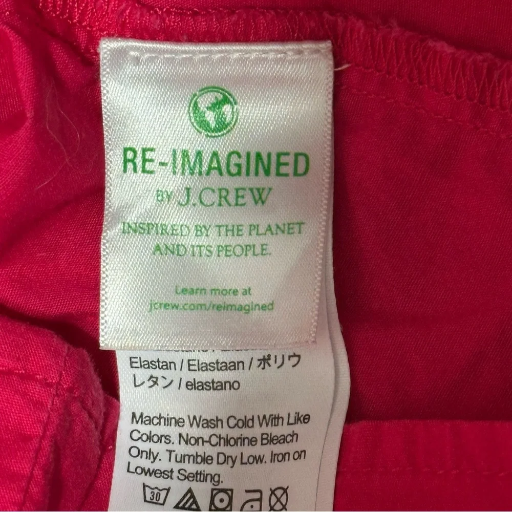 J Crew Magenta Rose V-back Zip Puff Sleeve Stretch Cotton Blend Poplin Blouse
